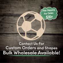 Load image into Gallery viewer, Soccer Ball Unfinished Wood Cutout Shapes - Laser Cut DIY Craft