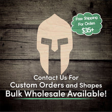 Load image into Gallery viewer, Spartan Helmet Unfinished Wood Cutout Shapes - Laser Cut DIY Craft