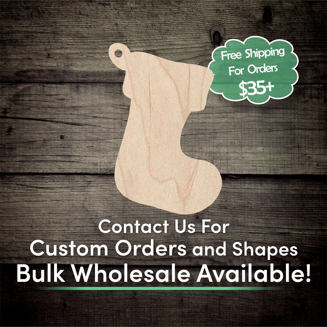 Stocking Unfinished Wood Cutout Shapes- Laser Cut DIY Craft