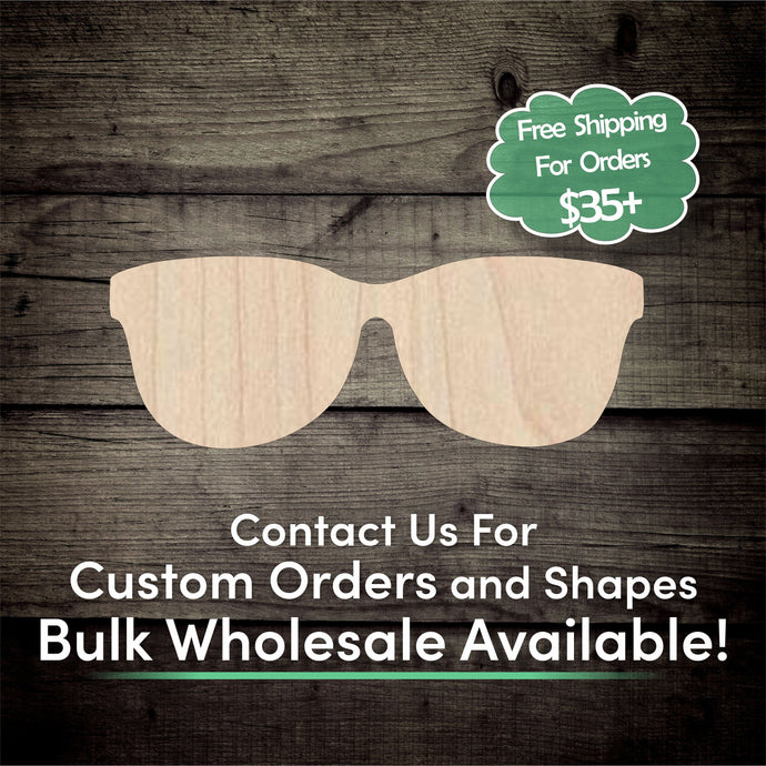 Sunglasses Unfinished Wood Cutout Shapes - Laser Cut DIY Craft