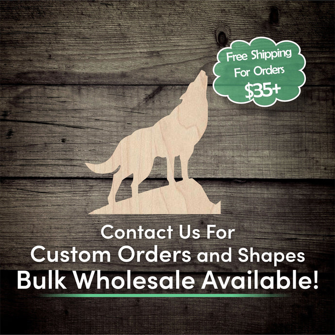 Wolf Unfinished Wood Cutout Shapes - Laser Cut DIY Craft