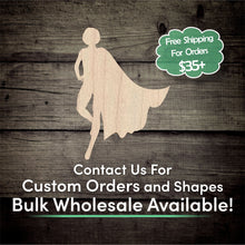 Load image into Gallery viewer, Superhero Woman Unfinished Wood Cutout Shapes - Laser Cut DIY Craft