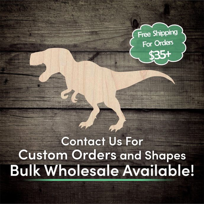 T Rex Unfinished Wood Cutout Shapes - Laser Cut DIY Craft