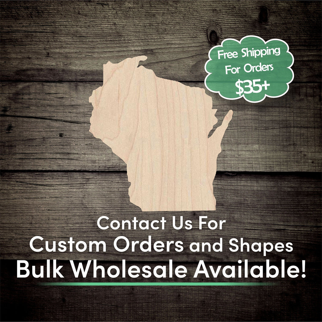 Wisconsin Unfinished Wood Cutout Shapes - Laser Cut DIY Craft