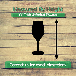 Wine Glass Unfinished Wood Cutout Shapes - Laser Cut DIY Craft