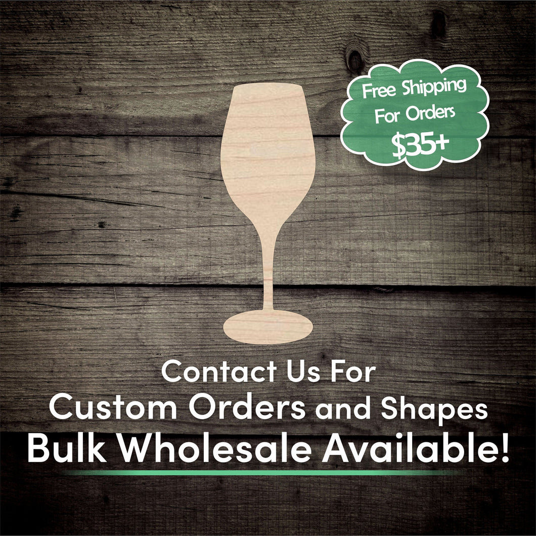 Wine Glass Unfinished Wood Cutout Shapes - Laser Cut DIY Craft