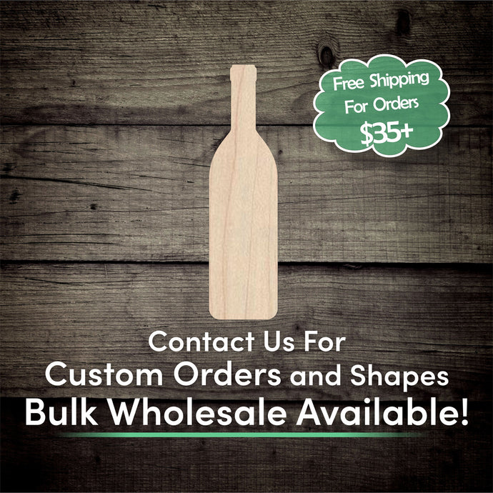 Wine Bottle Unfinished Wood Cutout Shapes - Laser Cut DIY Craft