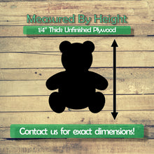 Load image into Gallery viewer, Teddy Bear Unfinished Wood Cutout Shapes - Laser Cut DIY Craft