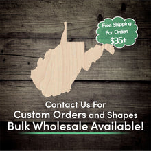 Load image into Gallery viewer, West Virginia Unfinished Wood Cutout Shapes - Laser Cut DIY Craft