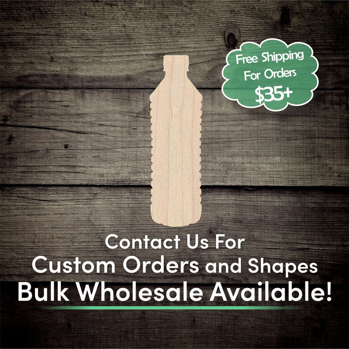 Water Bottle Unfinished Wood Cutout Shapes - Laser Cut DIY Craft