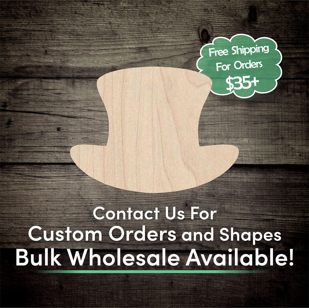 Top Hat Unfinished Wood Cutout Shapes - Laser Cut DIY Craft
