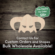 Load image into Gallery viewer, Viking Helmet Unfinished Wood Cutout Shapes - Laser Cut DIY Craft