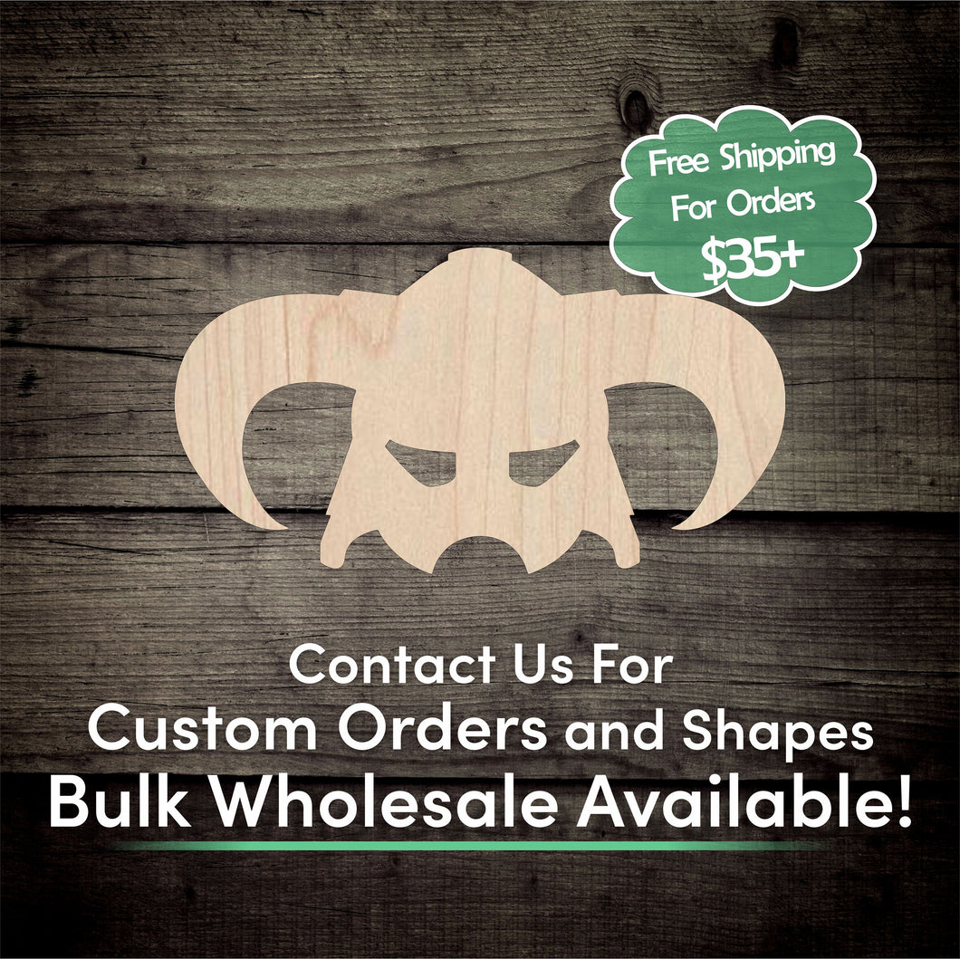 Viking Helmet Unfinished Wood Cutout Shapes - Laser Cut DIY Craft