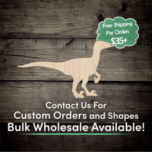 Load image into Gallery viewer, Velociraptor Unfinished Wood Cutout Shapes - Laser Cut DIY Craft