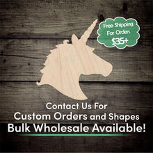 Load image into Gallery viewer, Unicorn Head Unfinished Wood Cutout Shapes - Laser Cut DIY Craft