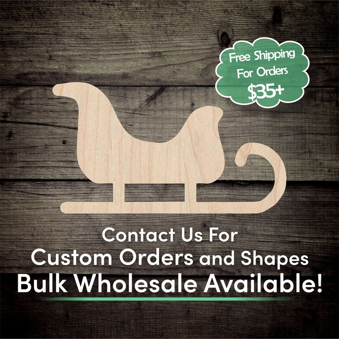 Sleigh Unfinished Wood Cutout Shapes - Laser Cut DIY Craft
