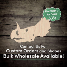 Load image into Gallery viewer, Triceratops Skull Unfinished Wood Cutout Shapes - Laser Cut DIY Craft