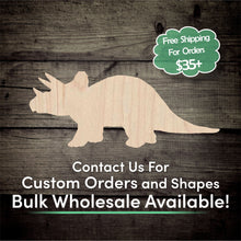 Load image into Gallery viewer, Triceratops Unfinished Wood Cutout Shapes - Laser Cut DIY Craft