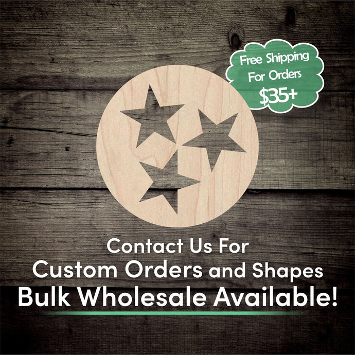 Tristar Unfinished Wood Cutout Shapes - Laser Cut DIY Craft