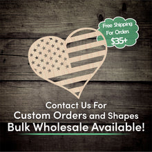 Load image into Gallery viewer, Heart Flag Unfinished Wood Cutout Shapes - Laser Cut DIY Craft