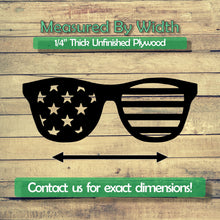 Load image into Gallery viewer, Flag Glasses Unfinished Wood Cutout Shapes - Laser Cut DIY Craft