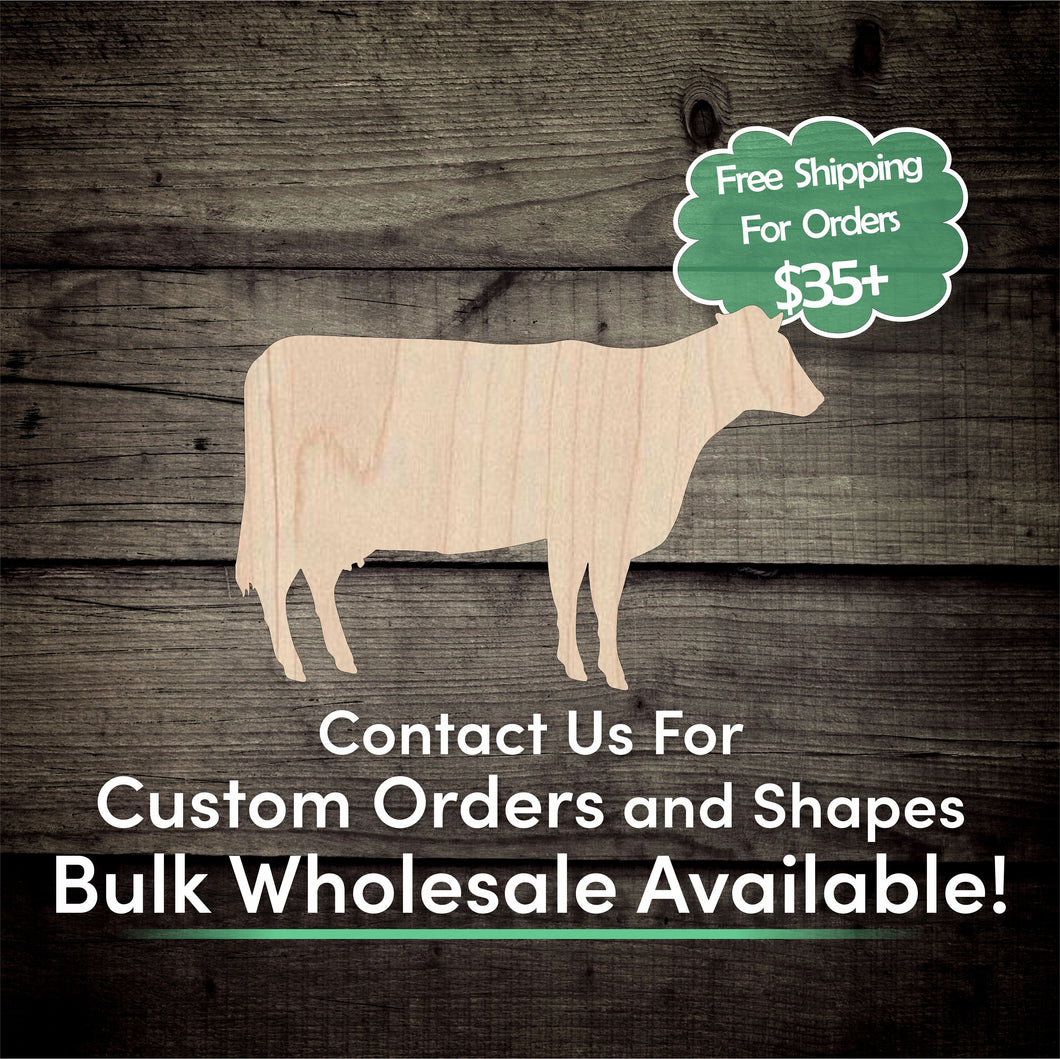 Cow Unfinished Wood Cutout Shapes - Laser Cut DIY Craft