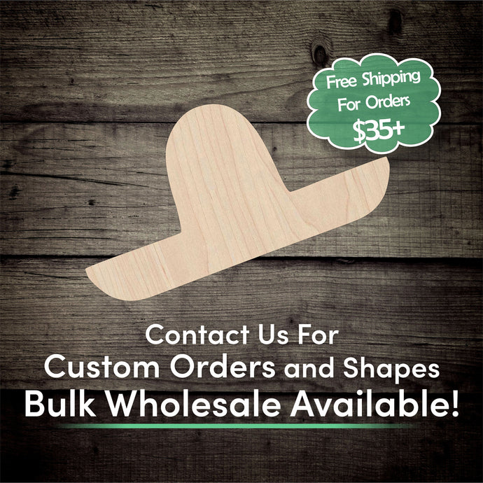 Sombrero Hat Unfinished Wood Cutout Shapes - Laser Cut DIY Craft