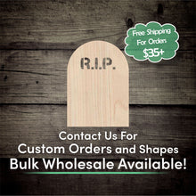 Load image into Gallery viewer, Tomb Stone Grave RIP Unfinished Wood Cutout Shapes - Laser Cut DIY Craft