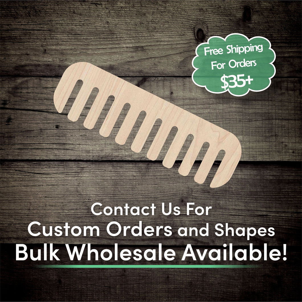 Comb Hair Unfinished Wood Cutout Shapes - Laser Cut DIY Craft