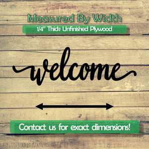 Welcome Word Unfinished Wood Cutout Shapes - Laser Cut DIY Craft