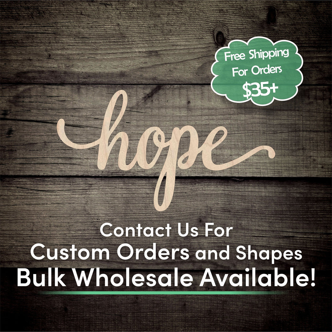 Hope Word Unfinished Wood Cutout Shapes - Laser Cut DIY Craft