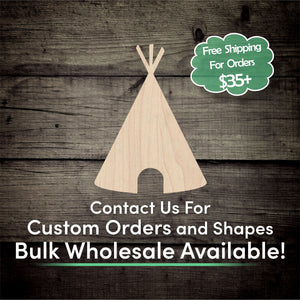 Teepee Unfinished Wood Cutout Shapes - Laser Cut DIY Craft