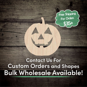 Jack O Lantern Unfinished Wood Cutout Shapes - Laser Cut DIY Craft