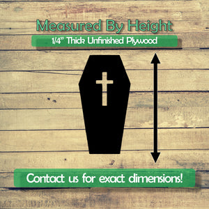 Coffin With Cross Unfinished Wood Cutout Shapes - Laser Cut DIY Craft