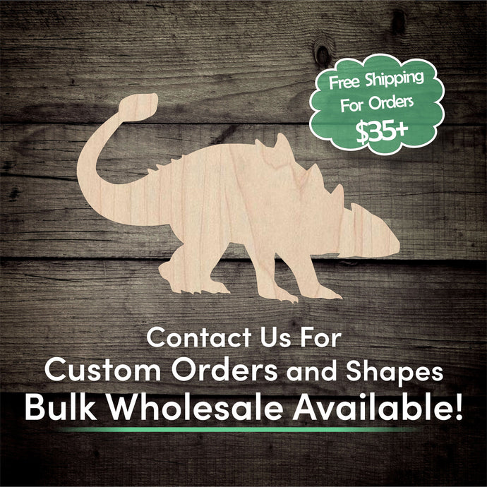 Ankylosaurus Dinosaur Unfinished Wood Cutout Shapes - Laser Cut DIY Craft