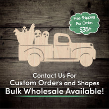 Load image into Gallery viewer, Halloween Ghost Truck Unfinished Wood Cutout Shapes - Laser Cut DIY Craft