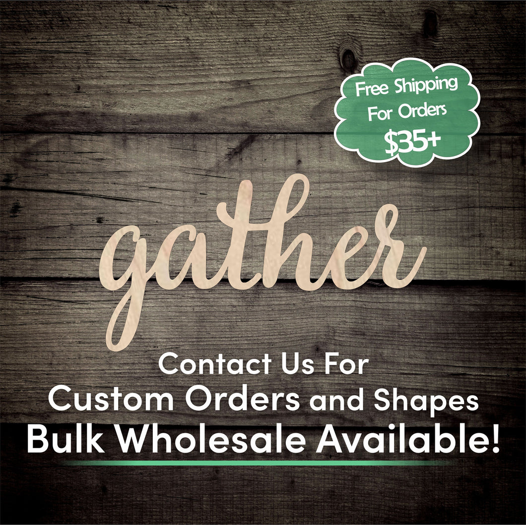 Gather Word Unfinished Wood Cutout Shapes - Laser Cut DIY Craft