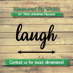 Laugh Word Unfinished Wood Cutout Shapes - Laser Cut DIY Craft