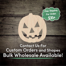 Load image into Gallery viewer, Jack O Lantern Unfinished Wood Cutout Shapes - Laser Cut DIY Craft