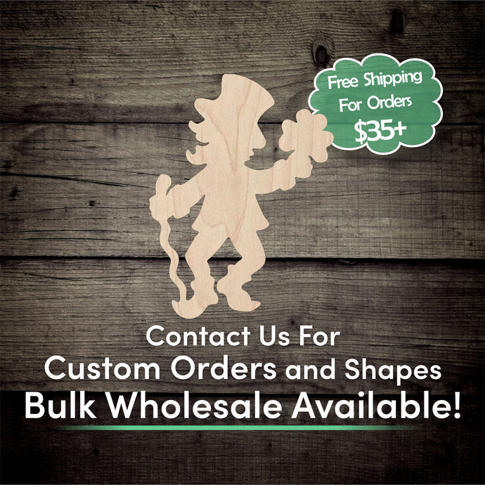 Leprechaun St. Patrick's Day  Unfinished Wood Cutout Shapes - Laser Cut DIY Craft