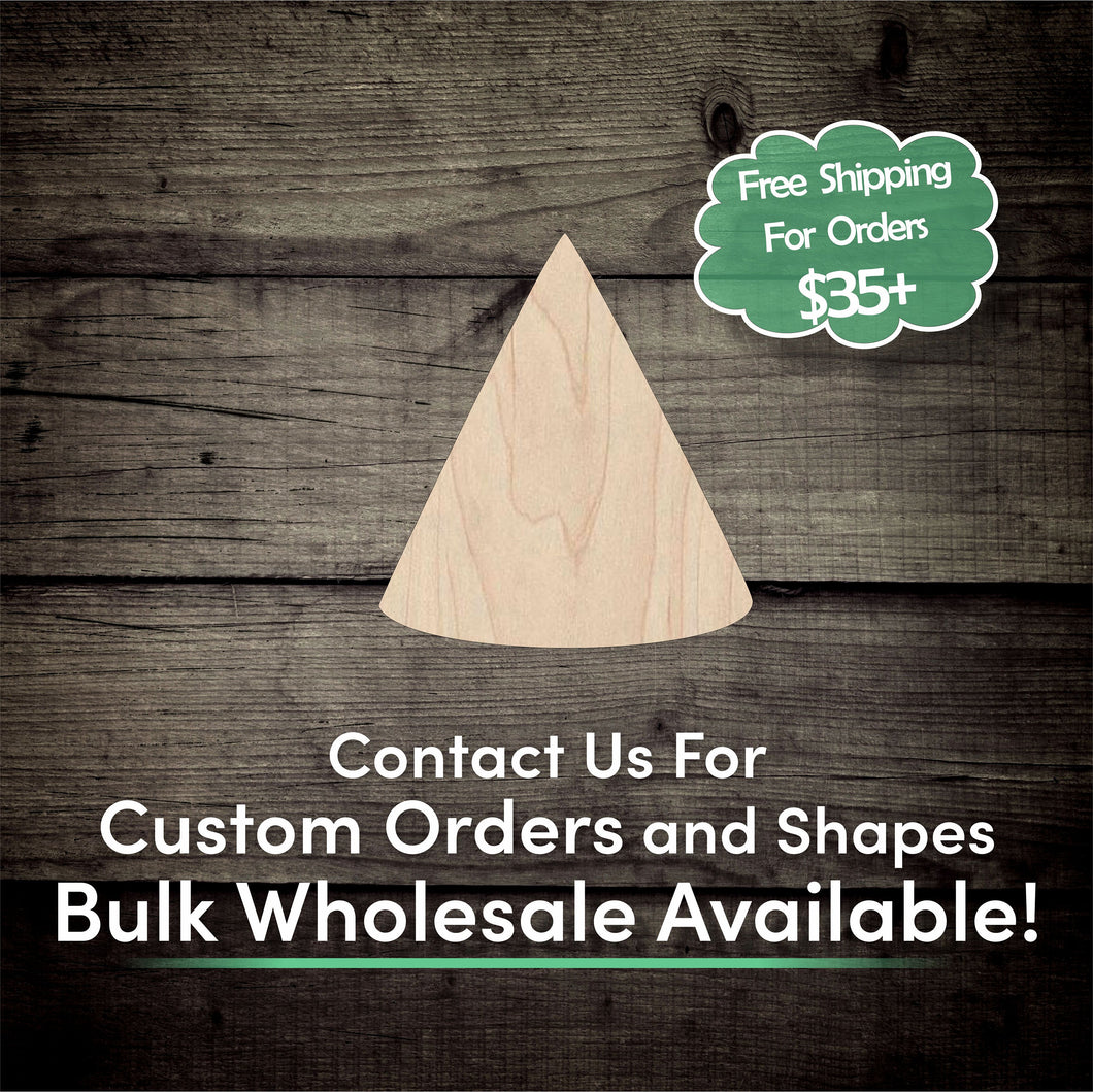 Cone Triangle Unfinished Wood Cutout Shapes- Laser Cut DIY Craft