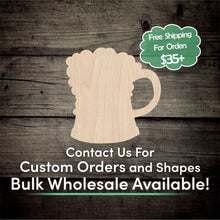 Load image into Gallery viewer, Beer Mug Unfinished Wood Cutout Shapes - Laser Cut DIY Craft