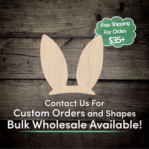 Bunny Ears Unfinished Wood Cutout Shapes - Laser Cut DIY Craft
