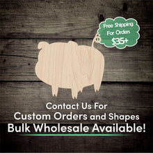 Load image into Gallery viewer, Cartoon Baby Pig Unfinished Wood Cutout Shapes - Laser Cut DIY Craft