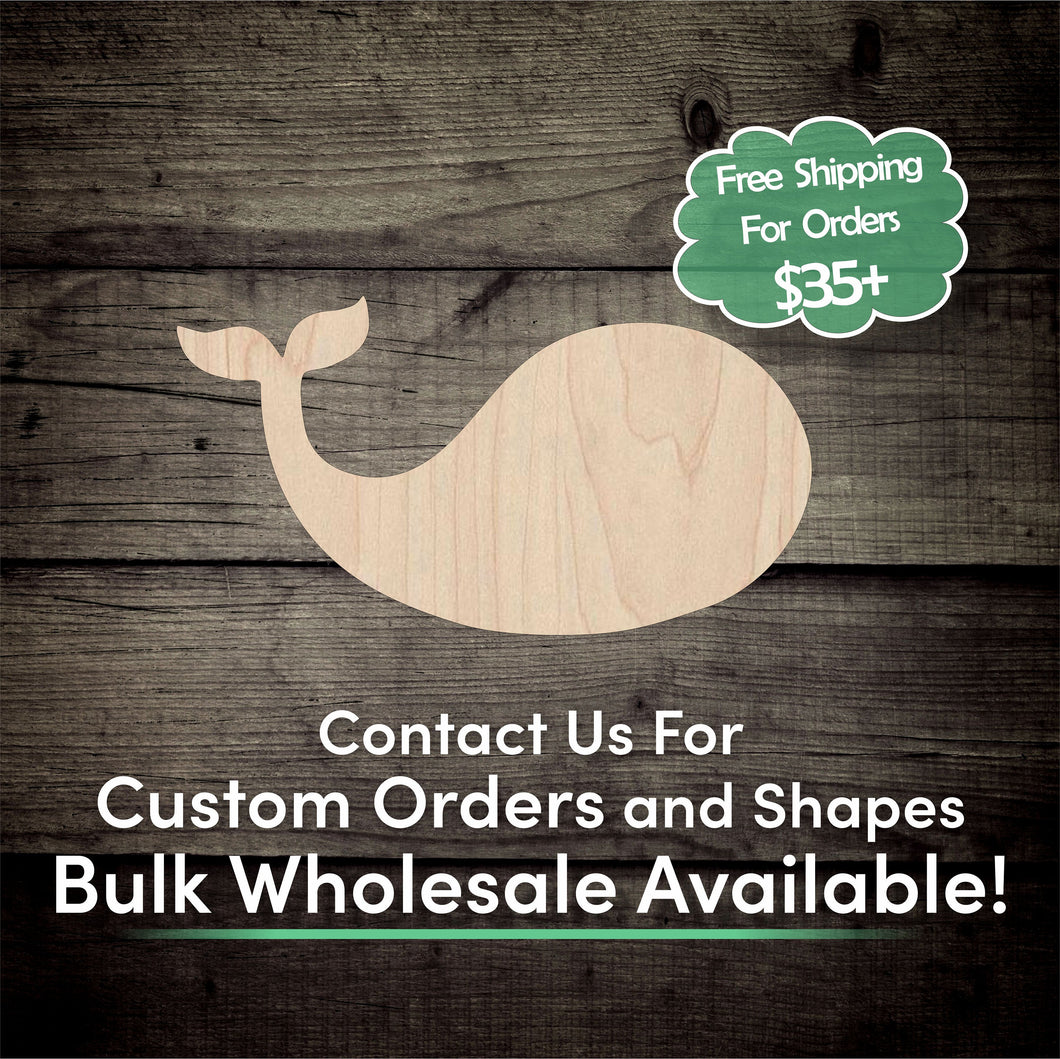 Cartoon Baby Whale Unfinished Wood Cutout Shapes - Laser Cut DIY Craft