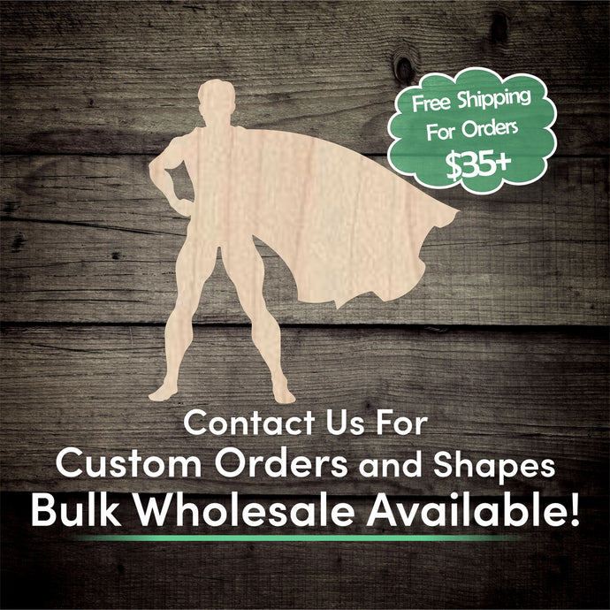 Superhero Unfinished Wood Cutout Shapes - Laser Cut DIY Craft