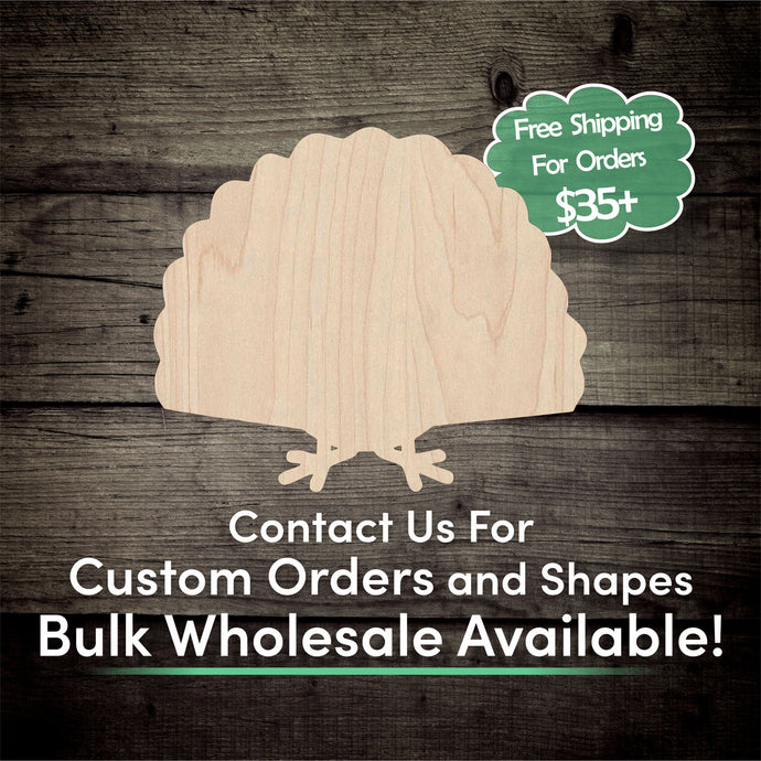 Turkey Unfinished Wood Cutout Shapes - Laser Cut DIY Craft